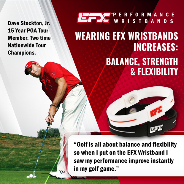 EFX Performance Sport Wristband made of 100% Pure Silicone w/2 Programmed Holograms for Increased Balance, Strength & Flexibility | See Chart for Sizing - White / Red