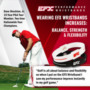 EFX Performance Sport Wristband made of 100% Pure Silicone w/2 Programmed Holograms for Increased Balance, Strength & Flexibility | See Chart for Sizing - Black / Red