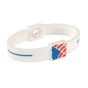EFX Performance Sport Wristband made of 100% Pure Silicone w/2 Programmed Holograms for Increased Balance, Strength & Flexibility | See Chart for Sizing - American Flag (White)