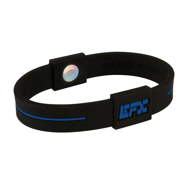 EFX Performance Sport Wristband made of 100% Pure Silicone w/2 Programmed Holograms for Increased Balance, Strength & Flexibility | See Chart for Sizing - Black / Blue