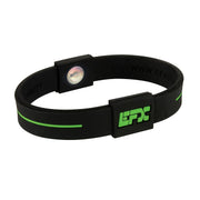 EFX Performance Sport Wristband made of 100% Pure Silicone w/2 Programmed Holograms for Increased Balance, Strength & Flexibility | See Chart for Sizing - Black / Green