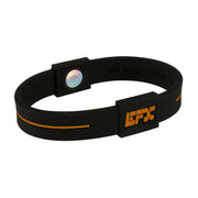 EFX Performance Sport Wristband made of 100% Pure Silicone w/2 Programmed Holograms for Increased Balance, Strength & Flexibility | See Chart for Sizing - Black / Orange