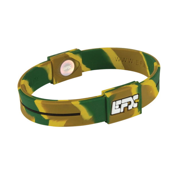 EFX Performance Sport Wristband made of 100% Pure Silicone w/2 Programmed Holograms for Increased Balance, Strength & Flexibility | See Chart for Sizing - Camouflage (Jungle)