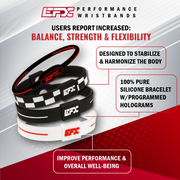 EFX Performance Sport Wristband made of 100% Pure Silicone w/2 Programmed Holograms for Increased Balance, Strength & Flexibility | See Chart for Sizing - White / Cool Grey