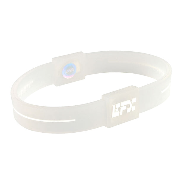 EFX Performance Sport Wristband made of 100% Pure Silicone w/2 Programmed Holograms for Increased Balance, Strength & Flexibility | See Chart for Sizing - Translucent / White