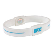 EFX Performance Sport Wristband made of 100% Pure Silicone w/2 Programmed Holograms for Increased Balance, Strength & Flexibility | See Chart for Sizing - White / Blue