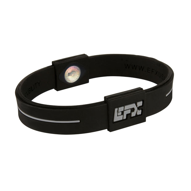 EFX Performance Sport Wristband made of 100% Pure Silicone w/2 Programmed Holograms for Increased Balance, Strength & Flexibility | See Chart for Sizing - Black / Grey