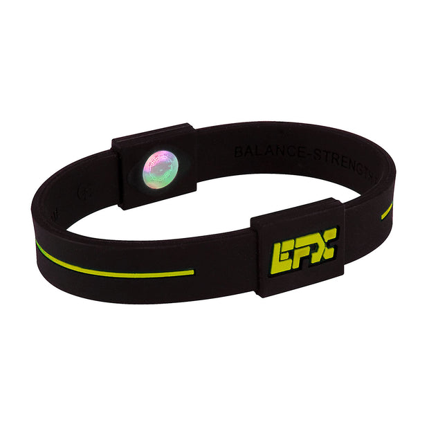 EFX Performance Sport Wristband made of 100% Pure Silicone w/2 Programmed Holograms for Increased Balance, Strength & Flexibility | See Chart for Sizing - Black / Yellow