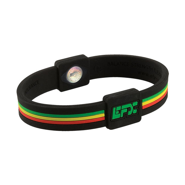 EFX Performance Sport Wristband made of 100% Pure Silicone w/2 Programmed Holograms for Increased Balance, Strength & Flexibility | See Chart for Sizing - Red / Yellow / Green (Stripe)