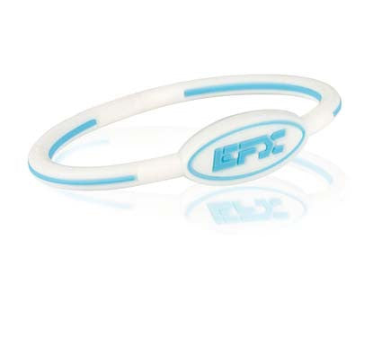 Silicone Oval Wristband - White / Blue - 7"