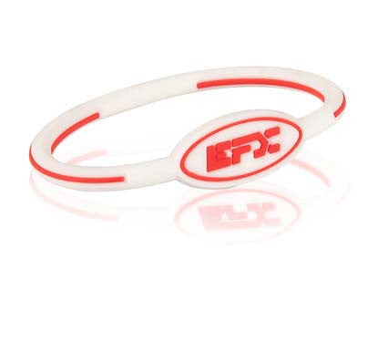 Silicone Oval Wristband - White / Red - 7"