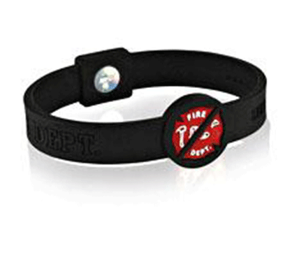 Silicone Sport Wristband -  Fire Department - Black / Grey